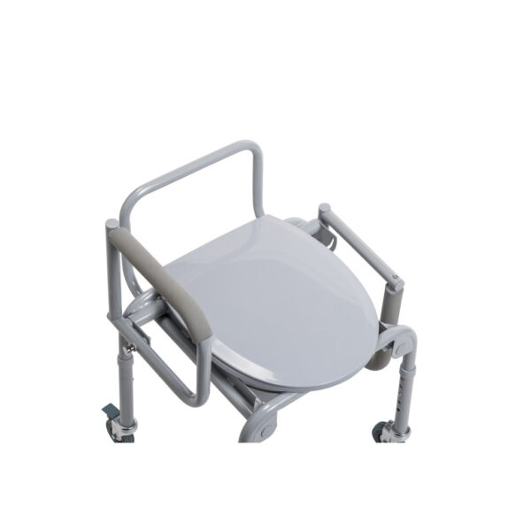 Steel Drop-Arm Commode with Wheels and Padded Armrests - Image 3
