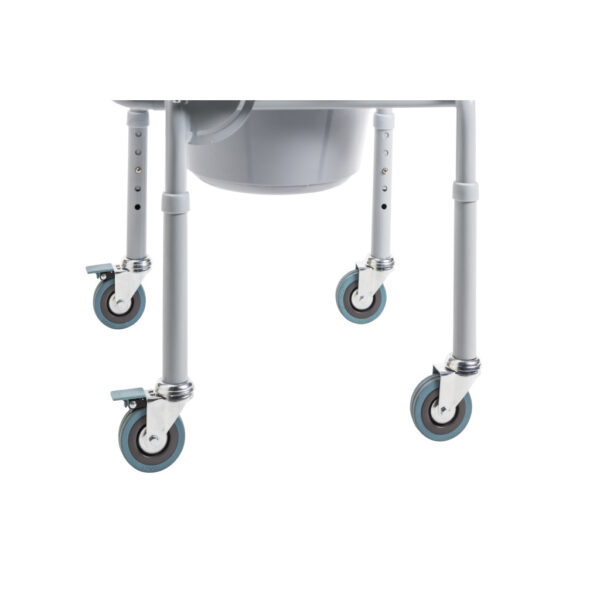 Steel Drop-Arm Commode with Wheels and Padded Armrests - Image 2