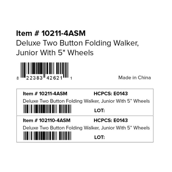 Deluxe Folding Walker, Two Button with 5" Wheels - Image 3