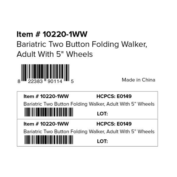 Bariatric Aluminum Folding Walker, Two Button - Image 2