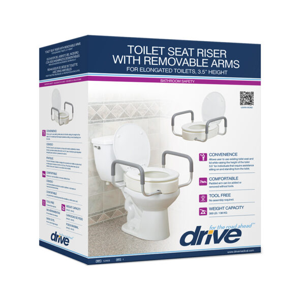 Premium Raised Toilet Seat with Removable Arms - Image 2