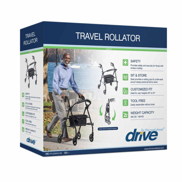 Travel Rollator, Black - Image 2