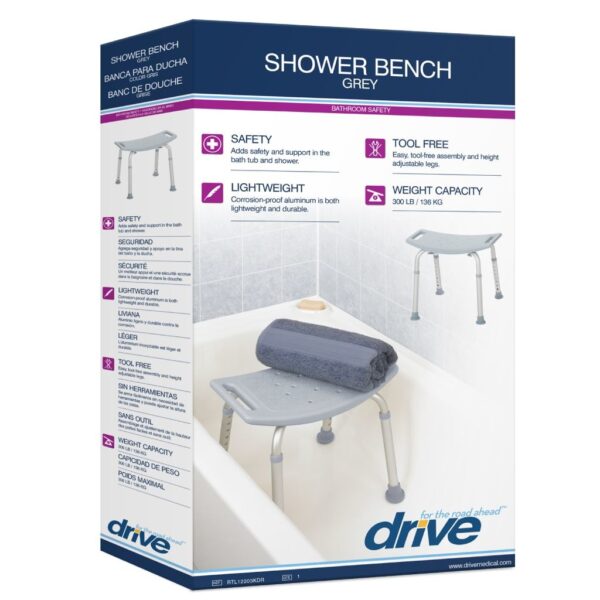 Deluxe Aluminum Shower Bench without Back - Image 4