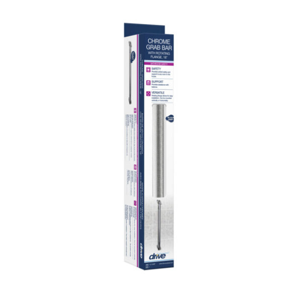 Chrome Knurled Grab Bar with Rotating Flange - Image 2