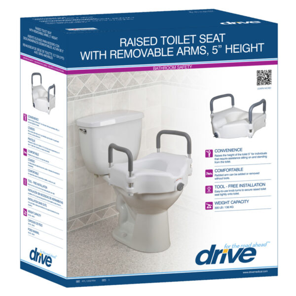 2-in-1 Locking Raised Toilet Seat with Tool-free Removable Arms - Image 3