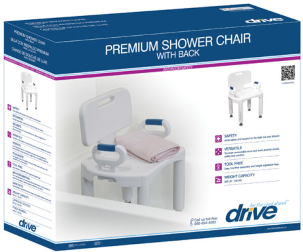 Premium Series Shower Chair with Back and Arms - Image 2