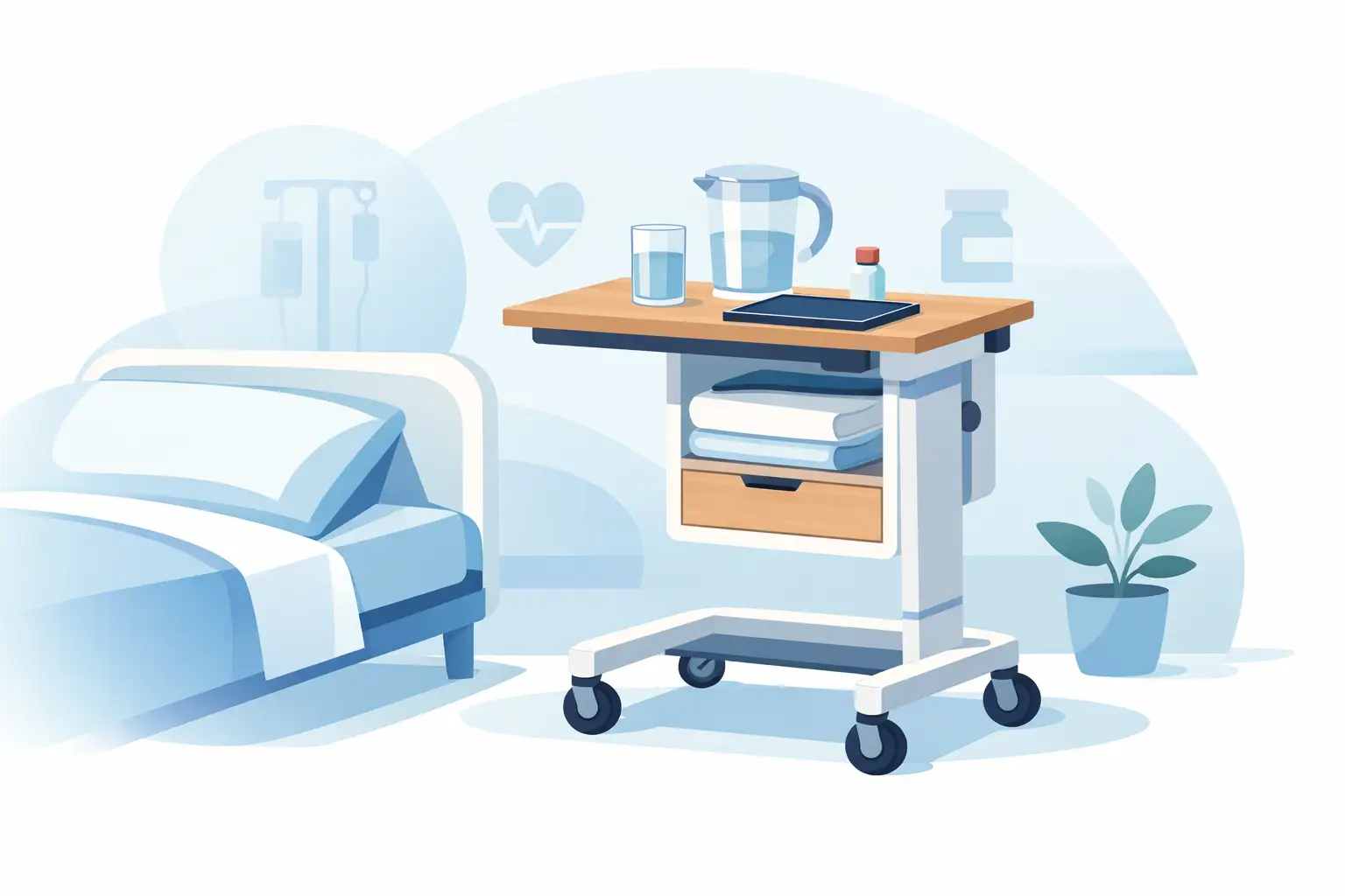 Choosing a Clinical Bedside Table on Wheels